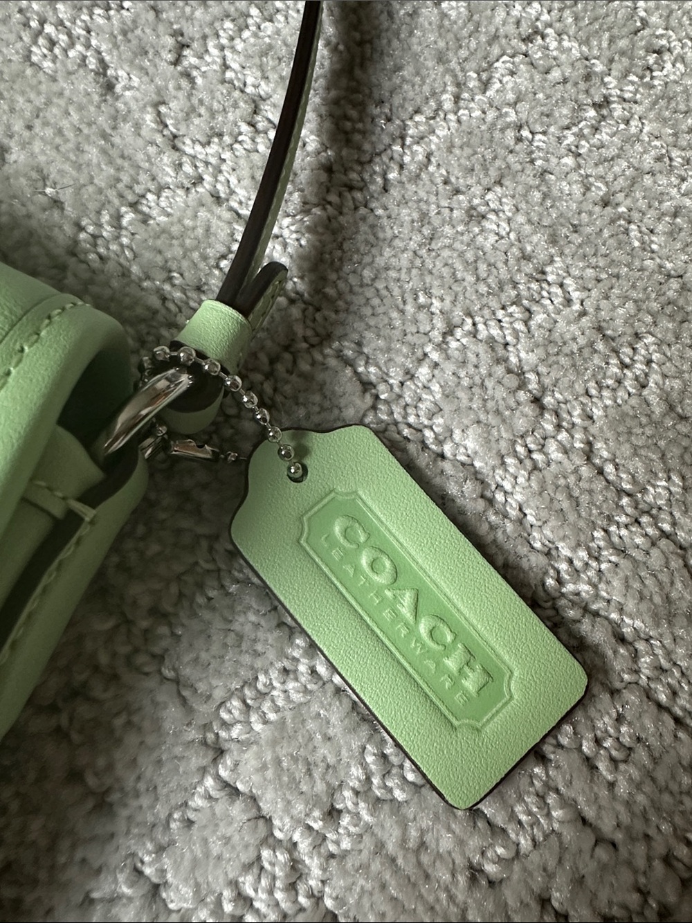 Coach Light Green Hamptons Leather Shoulder Bag with Silver Hardware - Picture 3 of 4